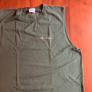 Vtg Champion Sleeveless Muscle Tank Mens XL Hunter Green Embroidered